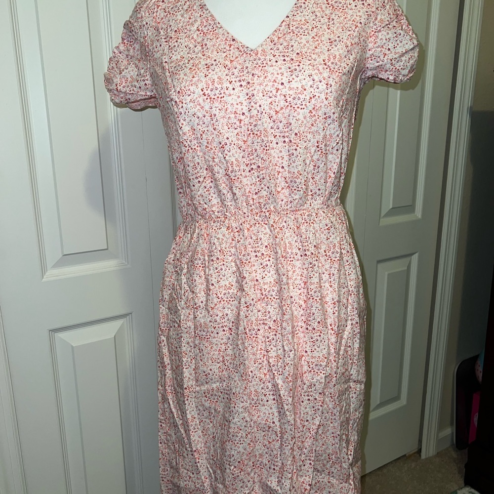 Banana Republic Pink Floral Midi Dress